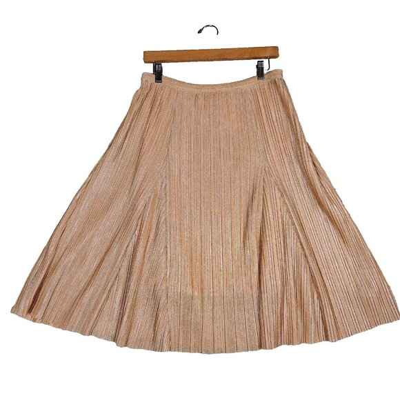 Maeve Dresses & Skirts - Maeve By Anthropologie Ambra Midi Skirt Women's Small Rose Gold Metallic Pleated
